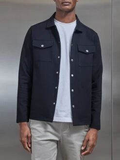 Technical Jersey Overshirt In Black