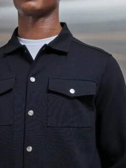 Technical Jersey Overshirt In Black -Cheap Shirts Shop TECHNICAL JERSEY OVERSHIRT IN BLACK 5703