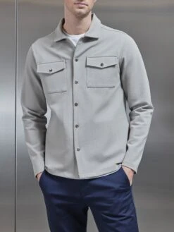 Technical Jersey Overshirt In Stone -Cheap Shirts Shop TECHNICAL JERSEY OVERSHIRT IN STONE 5638