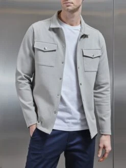 Technical Jersey Overshirt In Stone -Cheap Shirts Shop TECHNICAL JERSEY OVERSHIRT IN STONE 5660