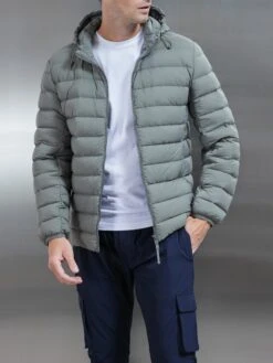 Technical Down Jacket In Olive -Cheap Shirts Shop TECHNICAL PUFFER DOWN JACKET OLIVE 0134