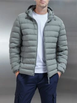 Technical Down Jacket In Olive