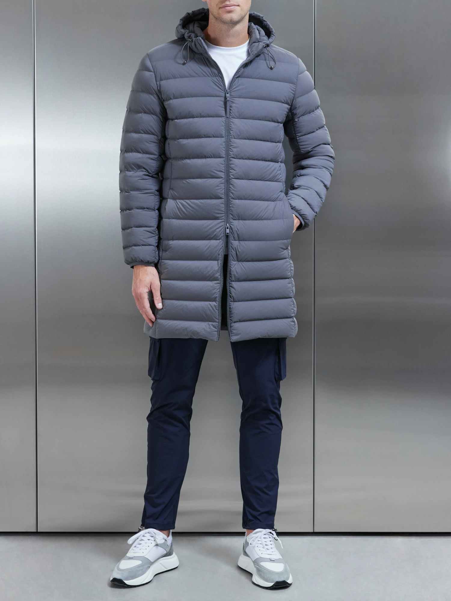 Mid Length Technical Down Jacket In Charcoal 5 Mid Length Technical Down Jacket In Charcoal - Image 3