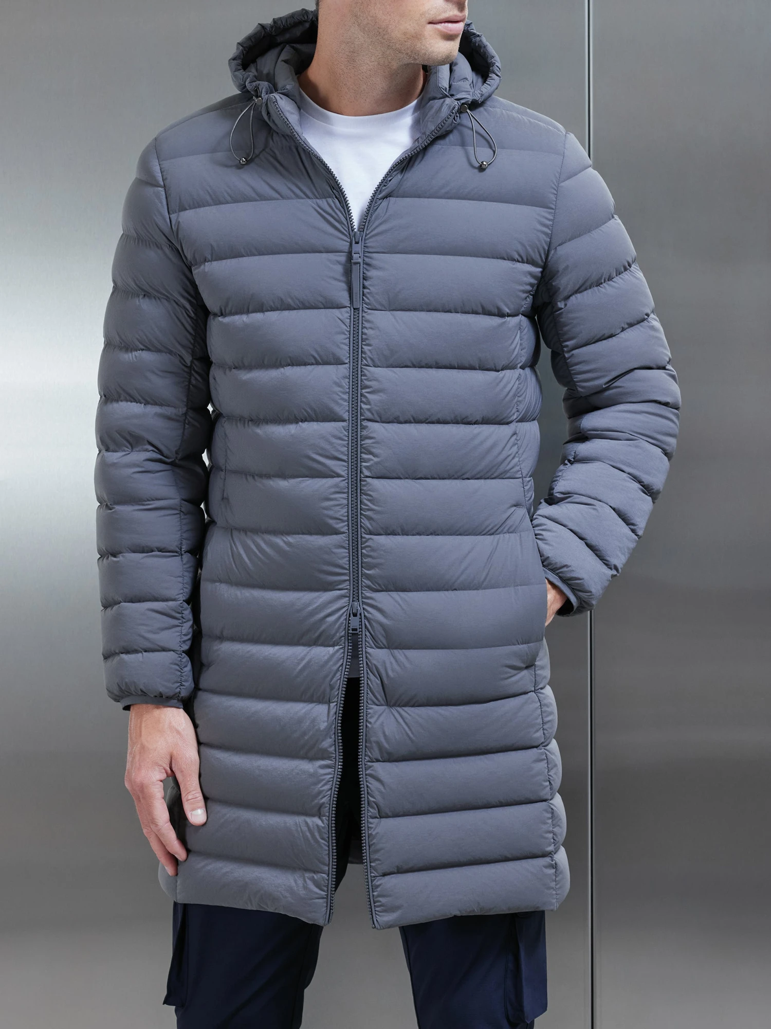 Mid Length Technical Down Jacket In Charcoal 6 Mid Length Technical Down Jacket In Charcoal - Image 4