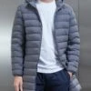 Mid Length Technical Down Jacket In Charcoal -Cheap Shirts Shop TECHNICAL PUFFER DOWN MIDLENGTH GREY 0200