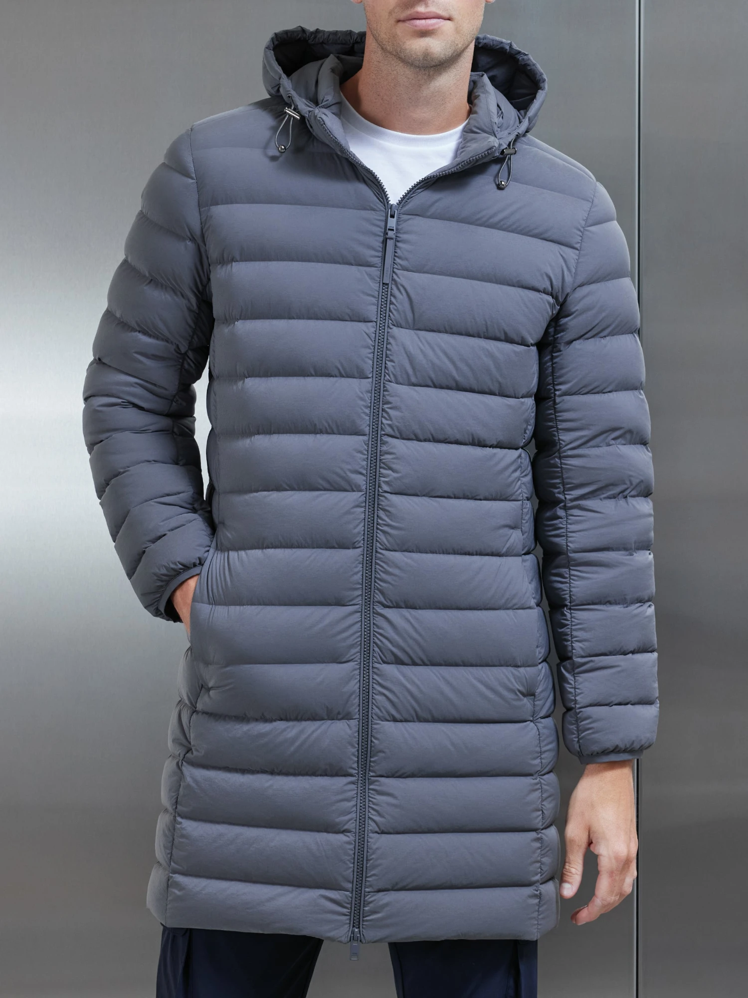 Mid Length Technical Down Jacket In Charcoal 4 Mid Length Technical Down Jacket In Charcoal - Image 2