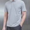 Technical Zip Polo Shirt In Mid Grey