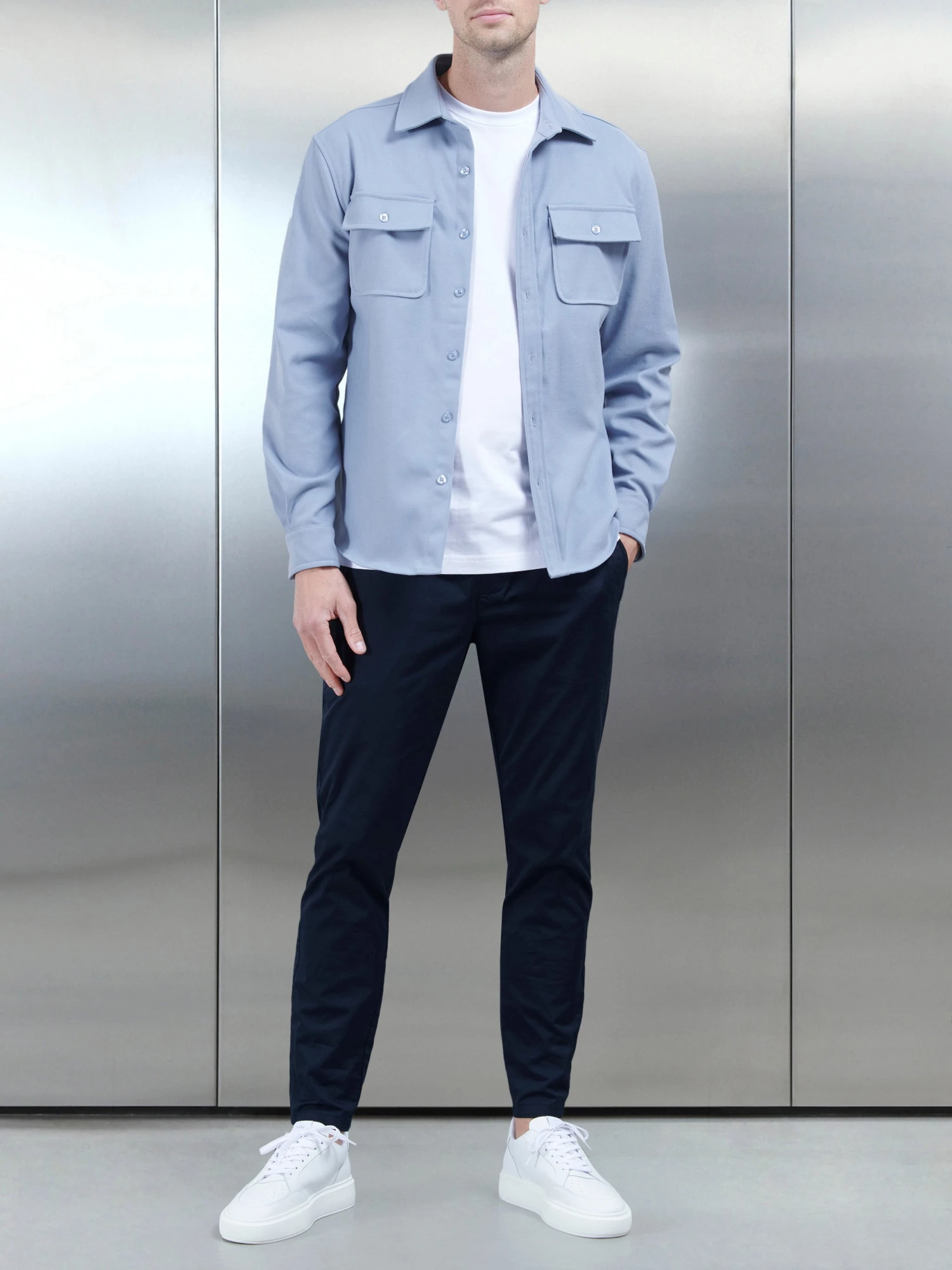 Textured Overshirt In Dove Blue 4 Textured Overshirt In Dove Blue - Image 2