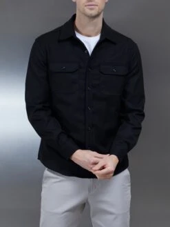 Textured Overshirt In Black -Cheap Shirts Shop TEXTUREDOVERSHIRTINBLACK6569