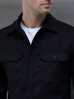 Textured Overshirt In Black -Cheap Shirts Shop TEXTUREDOVERSHIRTINBLACK6572