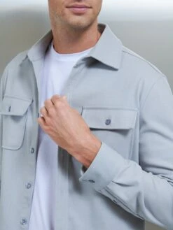 Textured Overshirt In Mid Grey -Cheap Shirts Shop TEXTUREDOVERSHIRTINMIDGREY3675