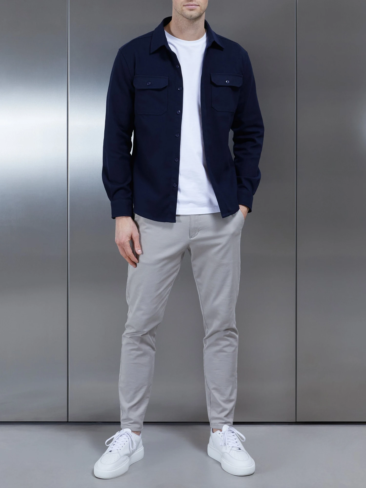 Textured Overshirt In Navy 4 Textured Overshirt In Navy - Image 2