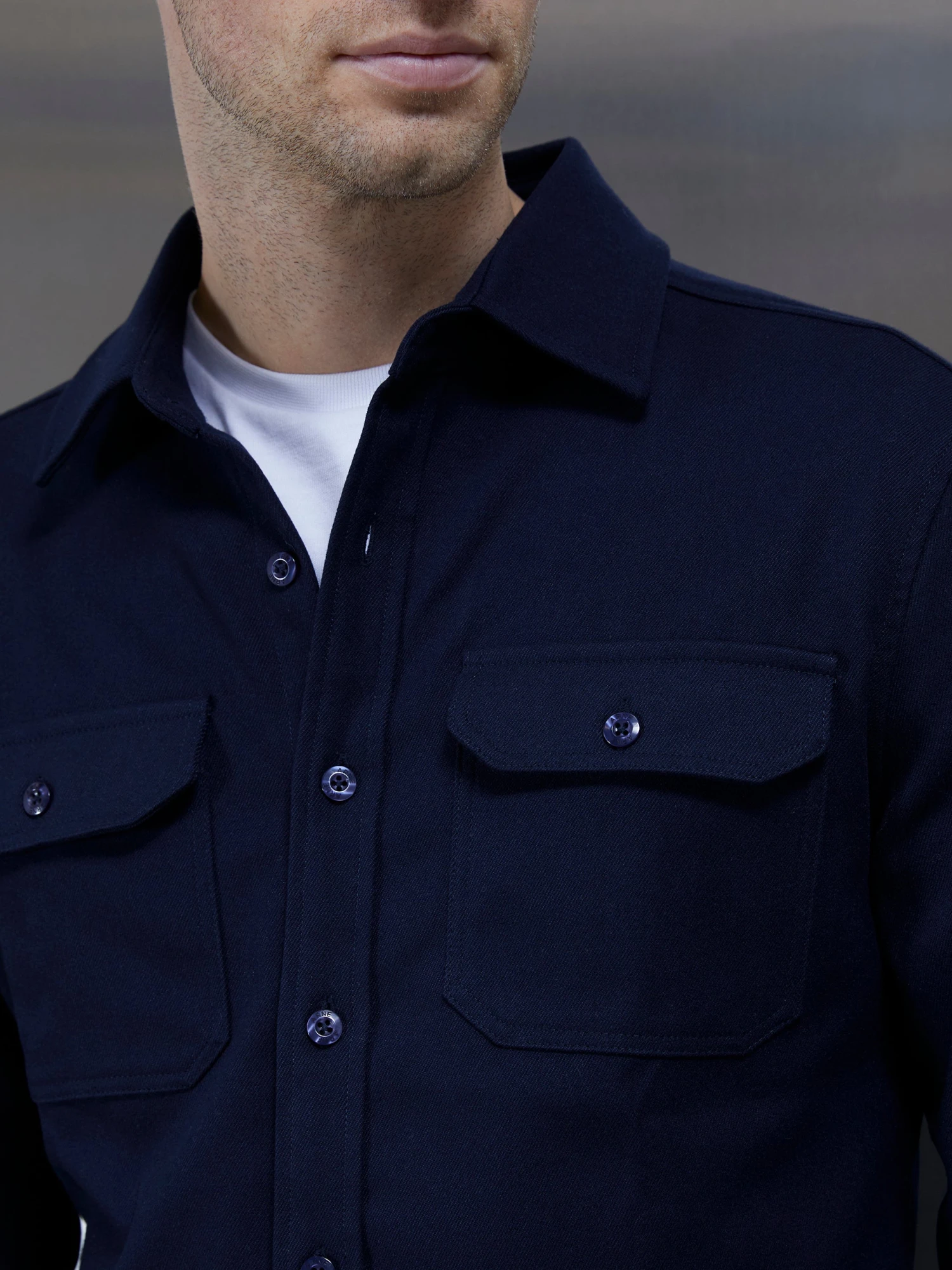 Textured Overshirt In Navy 5 Textured Overshirt In Navy - Image 3