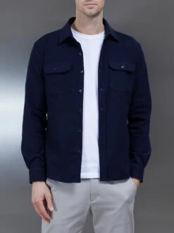Textured Overshirt In Navy