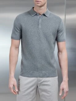 Textured Egyptian Cotton Polo Shirt In Sage -Cheap Shirts Shop TEXTURED EGYPTIAN COTTON SAGE 0169