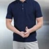 Textured Egyptian Cotton Polo Shirt In Navy 2 Textured Egyptian Cotton Polo Shirt In Navy -Cheap Shirts Shop TEXTURED EGYPTIAN POLO NAVY 0195