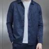 Textured Interlock Overshirt In Navy 2 Textured Interlock Overshirt In Navy -Cheap Shirts Shop TEXTURED INTERLOCK NAVY 5167