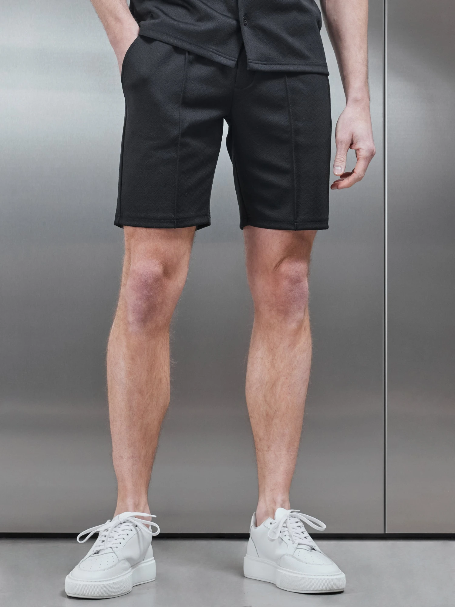 Textured Interlock Short In Black 6 Textured Interlock Short In Black - Image 4