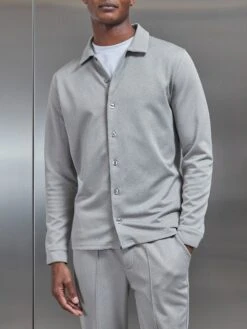 Textured Interlock Overshirt In Stone -Cheap Shirts Shop TEXTURED INTERLOCK STONE 5206