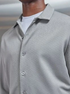 Textured Interlock Overshirt In Stone -Cheap Shirts Shop TEXTURED INTERLOCK STONE 5212