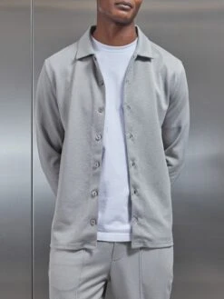 Textured Interlock Overshirt In Stone