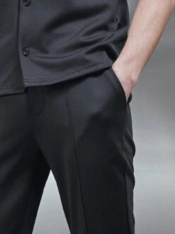 Textured Interlock Trouser In Black -Cheap Shirts Shop TEXTURED INTERLOCK TROUSER IN BLACK 9114