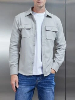 Textured Overshirt In Stone