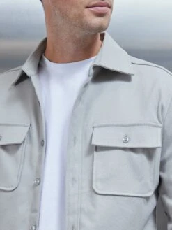 Textured Overshirt In Stone -Cheap Shirts Shop TEXTURED OVERSHIRT STONE 0015