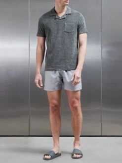 Towelling Revere Collar Polo Shirt In Sage -Cheap Shirts Shop TOWELLING REVERE COLLAR SHIRT IN SAGE 0283