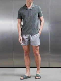 Towelling Revere Collar Polo Shirt In Sage -Cheap Shirts Shop TOWELLING REVERE COLLAR SHIRT IN SAGE 0289