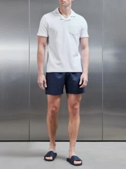 Towelling Revere Collar Polo Shirt In White -Cheap Shirts Shop TOWELLING REVERE COLLAR SHIRT IN WHITE 0328