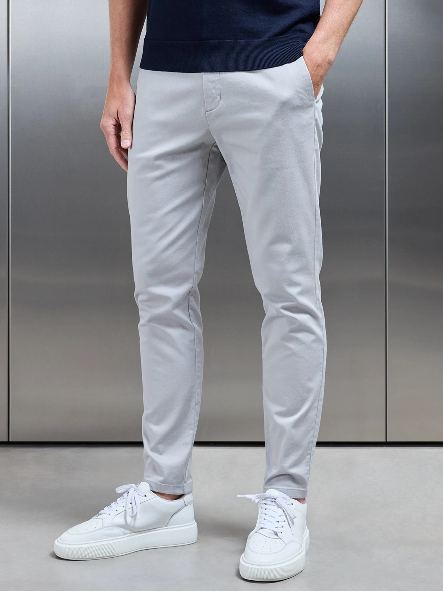 Tailored Chino Trouser In Mid Grey 7 Tailored Chino Trouser In Mid Grey - Image 5